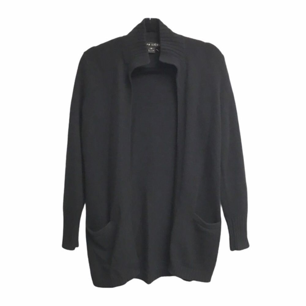 RALPH LAUREN BLACK LABEL Wool Silk Angora Open Cardigan Sweater Black M